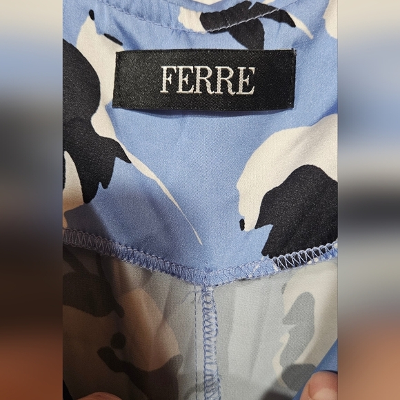 Floral Blue Off-Shoulder Dress Size 48 - Picture 4 of 7